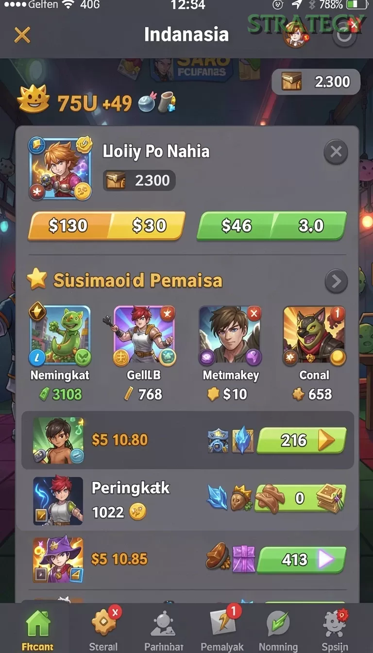 Cuplikan layar V21 — menu navigasi